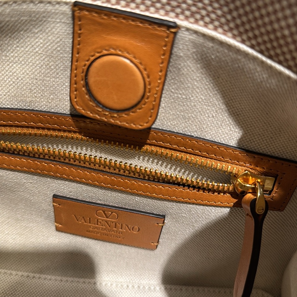 Valentino Tan and Cream Satchel with Structured Design - Picture 8 of 10